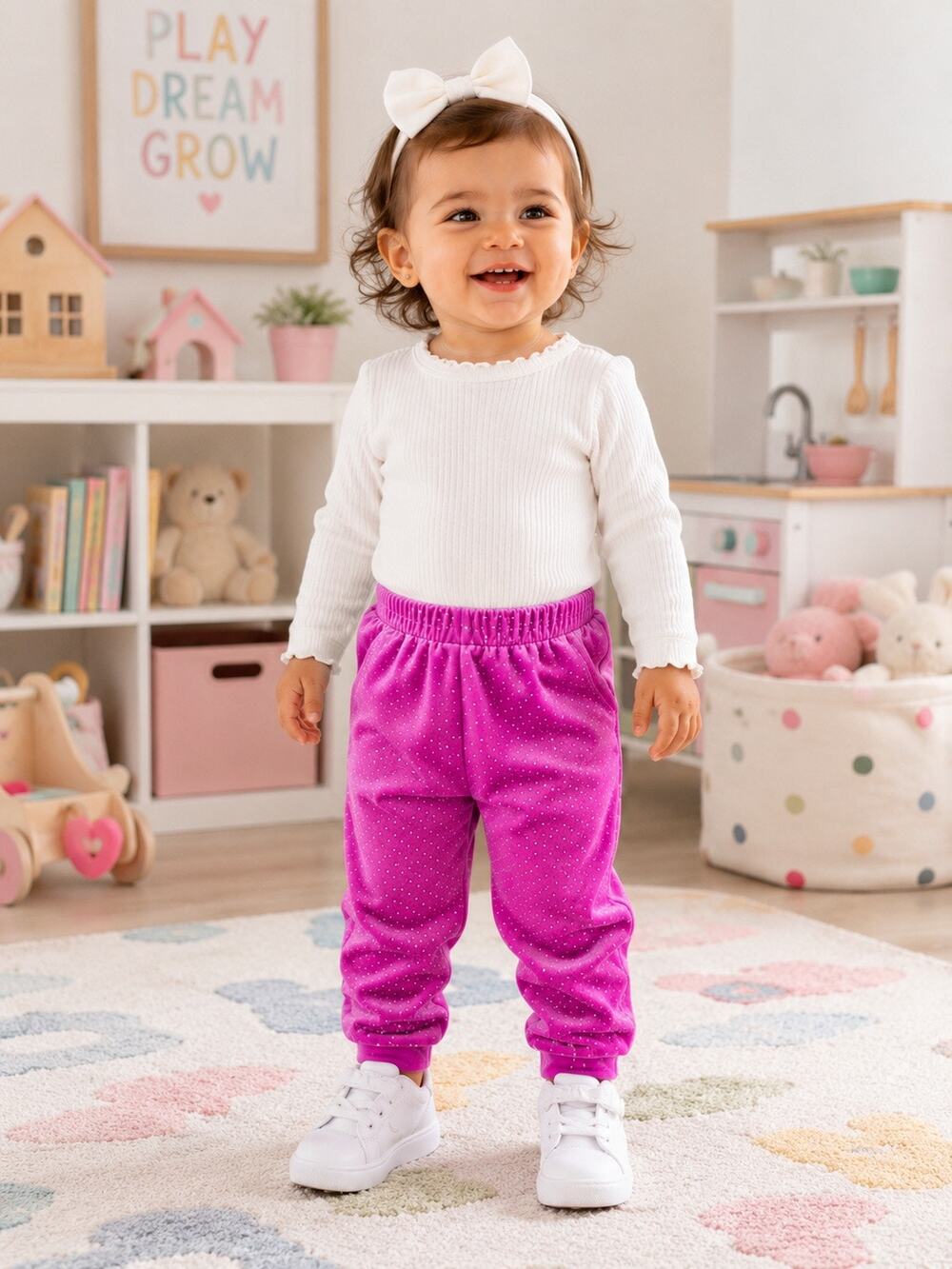Habitual Kids Pink Velvet Sparkle Jogger Pants 18M NWOT